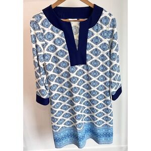 Cabana Life Women's Beach Cover-Up Tunic Dress UPF 50+ Blue Floral Size Medium